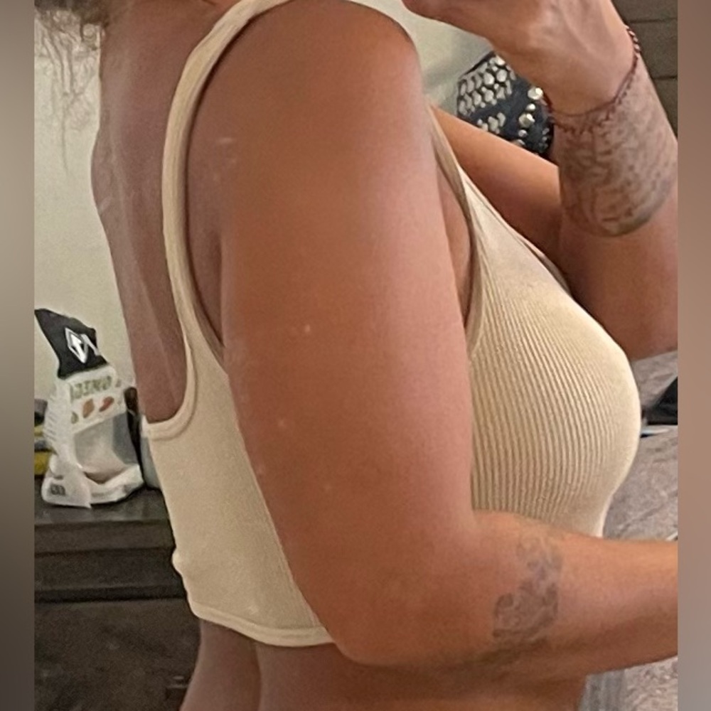 Beige Ribbed Crop Top - Picture 6 of 6